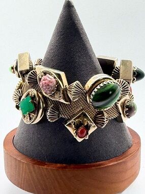 Vintage Mesh Statement Bracelet Unsigned Victorian Revival Style